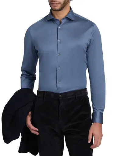 Canali Men's Jersey Sport Shirt - Blue | Thumbnail 3 Canali Men's Jersey Sport Shirt - Blue | Thumbnail 3