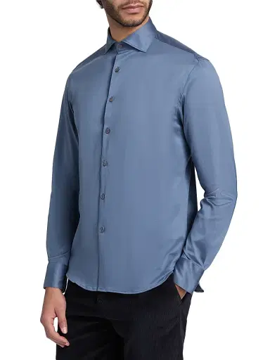 Canali Men's Jersey Sport Shirt - Blue | Thumbnail 4 Canali Men's Jersey Sport Shirt - Blue | Thumbnail 4