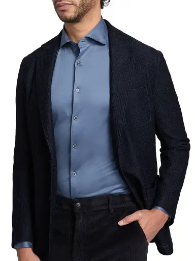 Canali Men's Jersey Sport Shirt - Blue | Thumbnail 6 Canali Men's Jersey Sport Shirt - Blue | Thumbnail 6