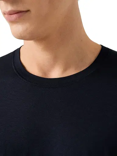 Eton Men's Cotton-Silk Crewneck T-Shirt - Blue | Thumbnail 2 Eton Men's Cotton-Silk Crewneck T-Shirt - Blue | Thumbnail 2