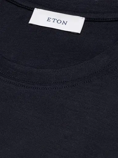 Eton Men's Cotton-Silk Crewneck T-Shirt - Blue | Thumbnail 4 Eton Men's Cotton-Silk Crewneck T-Shirt - Blue | Thumbnail 4