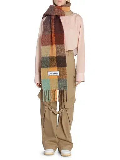 Acne Studios Men's Main Vally Checkered Fringe Scarf | Thumbnail 2 Acne Studios Men's Main Vally Checkered Fringe Scarf | Thumbnail 2