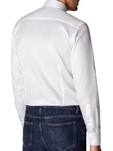 Eton Men's Cotton-Twill Slim-Fit Dress Shirt - White | Thumbnail 4 Eton Men's Cotton-Twill Slim-Fit Dress Shirt - White | Thumbnail 4