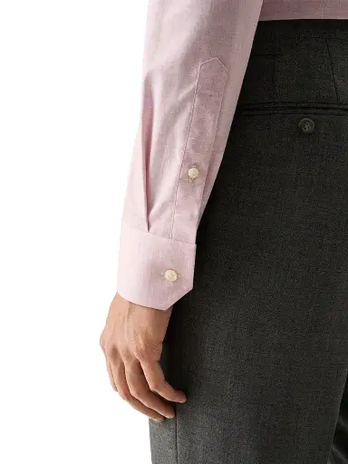 Eton Men's Slim-Fit Melange Solid Button-Front Shirt - Pink | Thumbnail 6 Eton Men's Slim-Fit Melange Solid Button-Front Shirt - Pink | Thumbnail 6