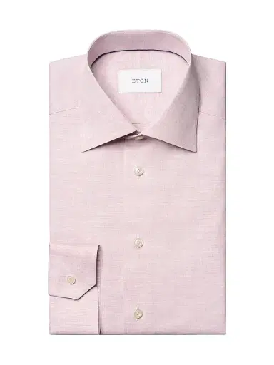 Eton Men's Slim-Fit Melange Solid Button-Front Shirt - Pink | Thumbnail 1 Eton Men's Slim-Fit Melange Solid Button-Front Shirt - Pink | Thumbnail 1