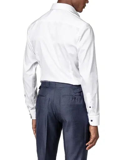 Eton Men's Cotton-Twill Contemporary-Fit Dress Shirt - White Navy | Thumbnail 3 Eton Men's Cotton-Twill Contemporary-Fit Dress Shirt - White Navy | Thumbnail 3