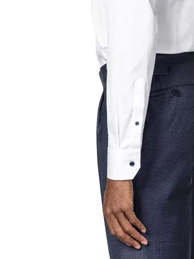 Eton Men's Cotton-Twill Contemporary-Fit Dress Shirt - White Navy | Thumbnail 4 Eton Men's Cotton-Twill Contemporary-Fit Dress Shirt - White Navy | Thumbnail 4