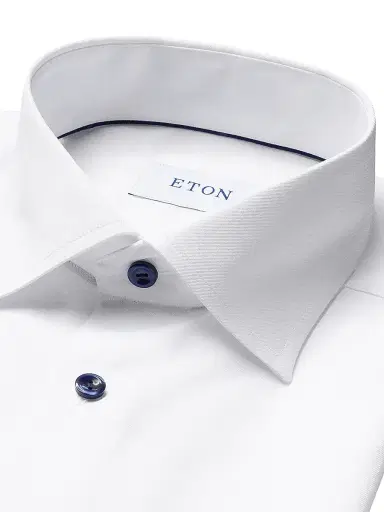 Eton Men's Cotton-Twill Contemporary-Fit Dress Shirt - White Navy | Thumbnail 6 Eton Men's Cotton-Twill Contemporary-Fit Dress Shirt - White Navy | Thumbnail 6