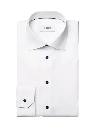 Eton Men's Cotton-Twill Contemporary-Fit Dress Shirt - White Navy | Thumbnail 1 Eton Men's Cotton-Twill Contemporary-Fit Dress Shirt - White Navy | Thumbnail 1