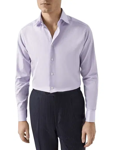 Eton Men's Cotton-Twill Slim-Fit Dress Shirt - Purple - Size 17.5 | Thumbnail 2 Eton Men's Cotton-Twill Slim-Fit Dress Shirt - Purple - Size 17.5 | Thumbnail 2