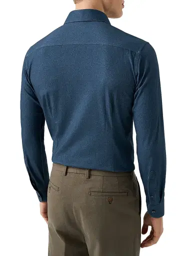 Eton Men's Slim-Fit 4Flex Stretch-Cotton Shirt - Navy | Thumbnail 4 Eton Men's Slim-Fit 4Flex Stretch-Cotton Shirt - Navy | Thumbnail 4