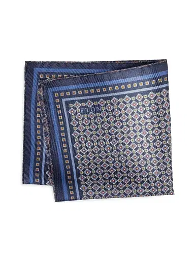 Eton Men's Medallion Double Print Silk Pocket Square | Thumbnail 1 Eton Men's Medallion Double Print Silk Pocket Square | Thumbnail 1