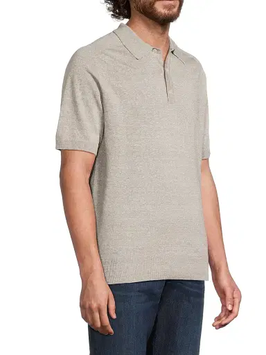 Eton Men's Linen-Cotton Woven Polo Shirt - Beige | Thumbnail 4 Eton Men's Linen-Cotton Woven Polo Shirt - Beige | Thumbnail 4