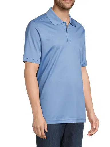Eton Men's Cotton Piqué Polo Shirt - Blue | Thumbnail 4 Eton Men's Cotton Piqué Polo Shirt - Blue | Thumbnail 4