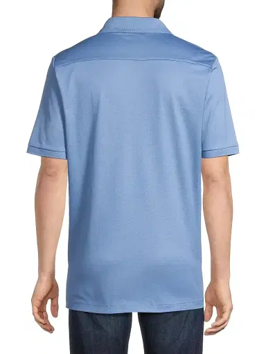 Eton Men's Cotton Piqué Polo Shirt - Blue | Thumbnail 5 Eton Men's Cotton Piqué Polo Shirt - Blue | Thumbnail 5