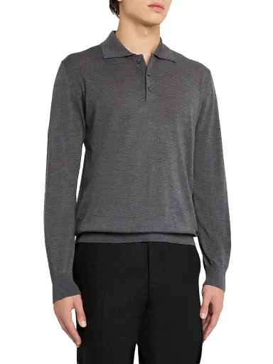 Eton Men's Merino Wool Polo Sweater - Dark Grey | Thumbnail 3 Eton Men's Merino Wool Polo Sweater - Dark Grey | Thumbnail 3