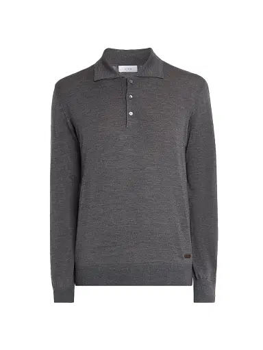 Eton Men's Merino Wool Polo Sweater - Dark Grey | Thumbnail 1 Eton Men's Merino Wool Polo Sweater - Dark Grey | Thumbnail 1