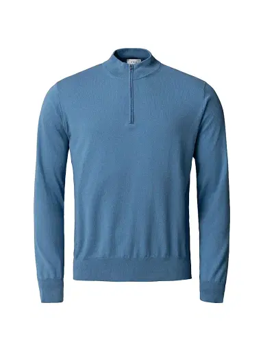Eton Men's Cotton-Cashmere Fine Weave Quarter-Zip Sweater - Blue | Thumbnail 1 Eton Men's Cotton-Cashmere Fine Weave Quarter-Zip Sweater - Blue | Thumbnail 1