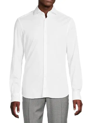 Canali Men's Jersey Sport Shirt - White | Thumbnail 3 Canali Men's Jersey Sport Shirt - White | Thumbnail 3