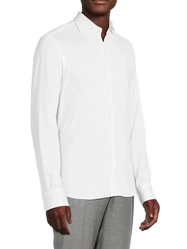 Canali Men's Jersey Sport Shirt - White | Thumbnail 4 Canali Men's Jersey Sport Shirt - White | Thumbnail 4