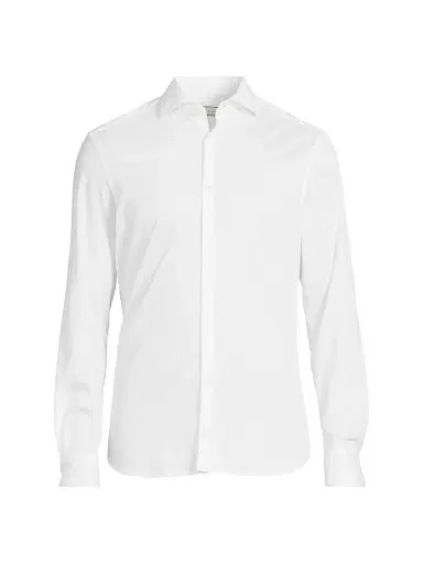 Canali Men's Jersey Sport Shirt - White | Thumbnail 1 Canali Men's Jersey Sport Shirt - White | Thumbnail 1