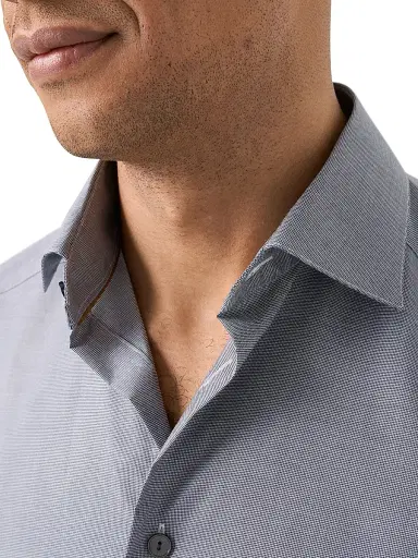 Eton Men's Contemporary-Fit Textured Cotton Piqué Shirt - Blue | Thumbnail 4 Eton Men's Contemporary-Fit Textured Cotton Piqué Shirt - Blue | Thumbnail 4