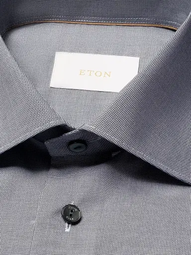 Eton Men's Contemporary-Fit Textured Cotton Piqué Shirt - Blue | Thumbnail 6 Eton Men's Contemporary-Fit Textured Cotton Piqué Shirt - Blue | Thumbnail 6