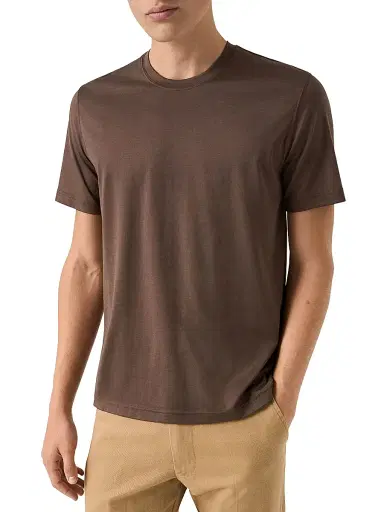 Eton Men's Cotton-Silk Crewneck T-Shirt - Brown - Size XXL | Thumbnail 2 Eton Men's Cotton-Silk Crewneck T-Shirt - Brown - Size XXL | Thumbnail 2