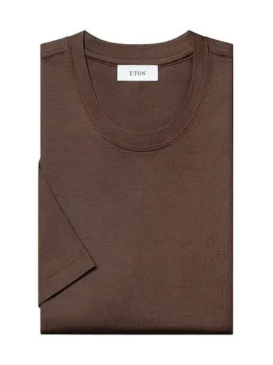 Eton Men's Cotton-Silk Crewneck T-Shirt - Brown - Size XXL | Thumbnail 1 Eton Men's Cotton-Silk Crewneck T-Shirt - Brown - Size XXL | Thumbnail 1