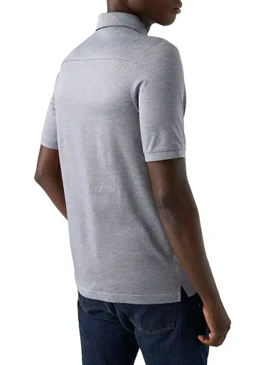 Eton Men's Jaquard Filo Di Scozia Polo Shirt - Blue | Thumbnail 3 Eton Men's Jaquard Filo Di Scozia Polo Shirt - Blue | Thumbnail 3
