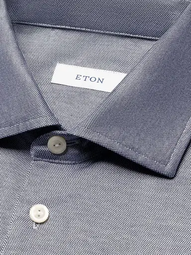 Eton Men's Jaquard Filo Di Scozia Polo Shirt - Blue | Thumbnail 6 Eton Men's Jaquard Filo Di Scozia Polo Shirt - Blue | Thumbnail 6