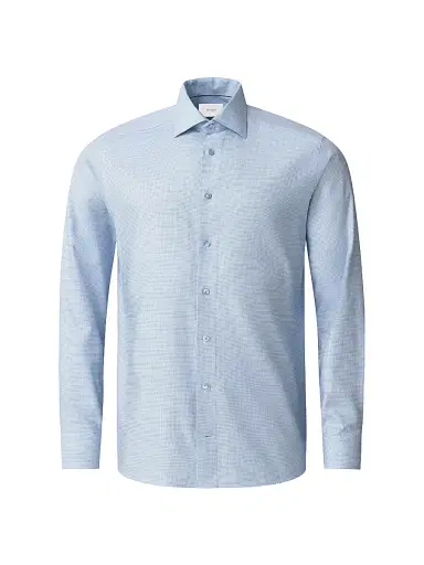 Eton Men's Slim-Fit Semi Solid Button-Front Shirt - Blue | Thumbnail 1 Eton Men's Slim-Fit Semi Solid Button-Front Shirt - Blue | Thumbnail 1