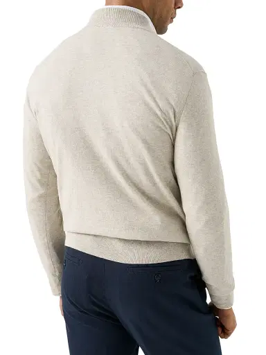 Eton Men's Cotton-Cashmere Fine Weave Quarter-Zip Sweater - Beige | Thumbnail 3 Eton Men's Cotton-Cashmere Fine Weave Quarter-Zip Sweater - Beige | Thumbnail 3