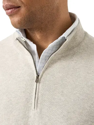 Eton Men's Cotton-Cashmere Fine Weave Quarter-Zip Sweater - Beige | Thumbnail 4 Eton Men's Cotton-Cashmere Fine Weave Quarter-Zip Sweater - Beige | Thumbnail 4