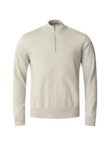 Eton Men's Cotton-Cashmere Fine Weave Quarter-Zip Sweater - Beige | Thumbnail 1 Eton Men's Cotton-Cashmere Fine Weave Quarter-Zip Sweater - Beige | Thumbnail 1