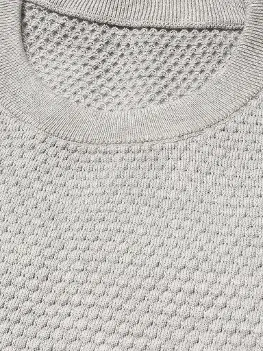 Eton Men's Popcorn-Stitch Cotton Crewneck Sweater - Grey | Thumbnail 2 Eton Men's Popcorn-Stitch Cotton Crewneck Sweater - Grey | Thumbnail 2