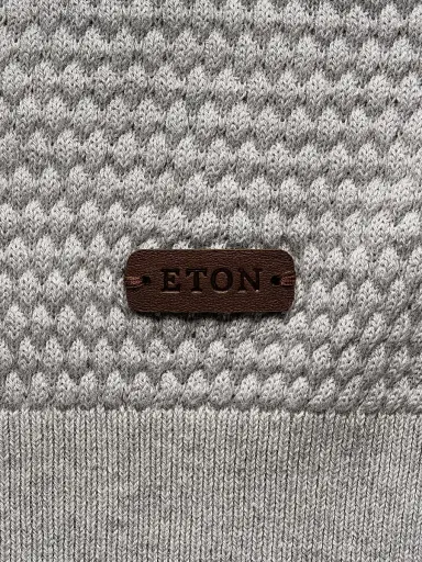Eton Men's Popcorn-Stitch Cotton Crewneck Sweater - Grey | Thumbnail 4 Eton Men's Popcorn-Stitch Cotton Crewneck Sweater - Grey | Thumbnail 4