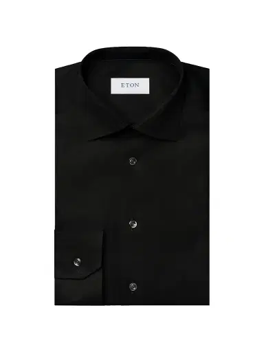 Eton Men's Cotton-Twill Slim-Fit Dress Shirt - Black | Thumbnail 1 Eton Men's Cotton-Twill Slim-Fit Dress Shirt - Black | Thumbnail 1