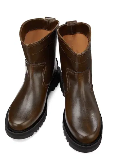 Ganni Women's Studs Crinkle Faux-Leather Ankle Boots - Dark Olive - Size 11 | Thumbnail 4 Ganni Women's Studs Crinkle Faux-Leather Ankle Boots - Dark Olive - Size 11 | Thumbnail 4