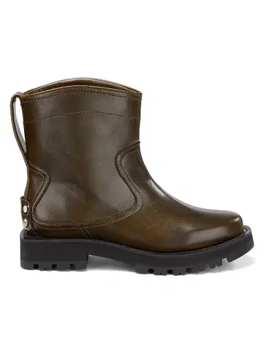 Ganni Women's Studs Crinkle Faux-Leather Ankle Boots - Dark Olive - Size 11 | Thumbnail 1 Ganni Women's Studs Crinkle Faux-Leather Ankle Boots - Dark Olive - Size 11 | Thumbnail 1