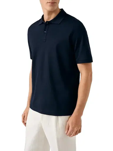 Eton Men's Cotton Piqué Polo Shirt - Navy | Thumbnail 2 Eton Men's Cotton Piqué Polo Shirt - Navy | Thumbnail 2