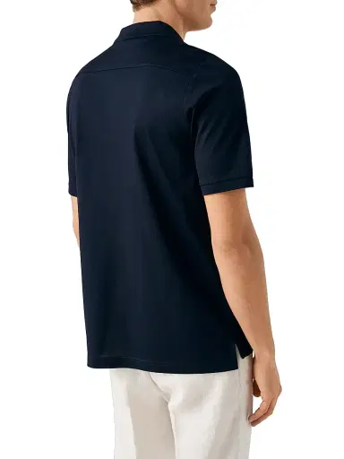 Eton Men's Cotton Piqué Polo Shirt - Navy | Thumbnail 3 Eton Men's Cotton Piqué Polo Shirt - Navy | Thumbnail 3
