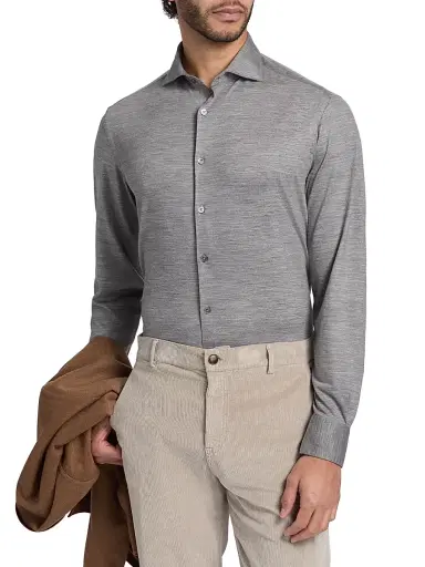 Canali Men's Jersey Sport Shirt - Grey | Thumbnail 3 Canali Men's Jersey Sport Shirt - Grey | Thumbnail 3