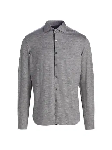Canali Men's Jersey Sport Shirt - Grey | Thumbnail 1 Canali Men's Jersey Sport Shirt - Grey | Thumbnail 1