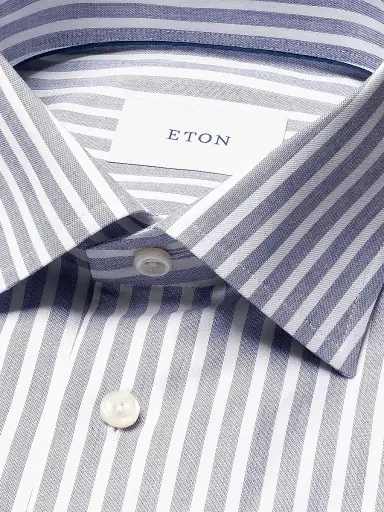 Eton Men's Slim-Fit Striped Twill Shirt - Blue - Size 17.5 | Thumbnail 2 Eton Men's Slim-Fit Striped Twill Shirt - Blue - Size 17.5 | Thumbnail 2