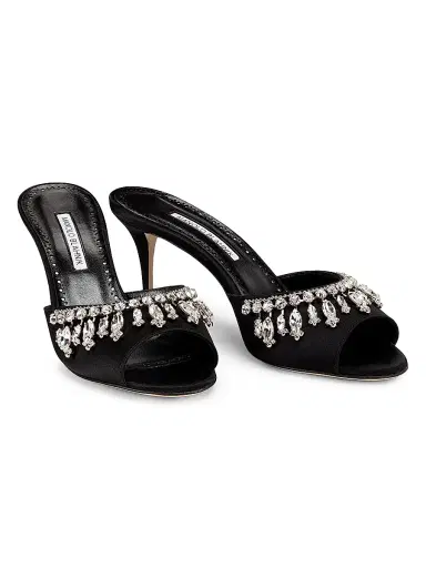 Manolo Blahnik Women's Tulimu Crystal-Embellished Mules - Black | Thumbnail 2 Manolo Blahnik Women's Tulimu Crystal-Embellished Mules - Black | Thumbnail 2