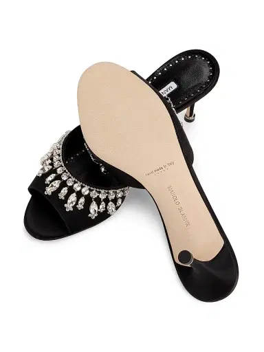 Manolo Blahnik Women's Tulimu Crystal-Embellished Mules - Black | Thumbnail 6 Manolo Blahnik Women's Tulimu Crystal-Embellished Mules - Black | Thumbnail 6