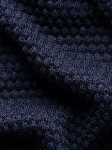 Eton Men's Popcorn-Stitch Cotton Crewneck Sweater - Blue | Thumbnail 7 Eton Men's Popcorn-Stitch Cotton Crewneck Sweater - Blue | Thumbnail 7