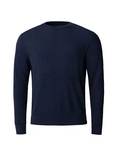 Eton Men's Popcorn-Stitch Cotton Crewneck Sweater - Blue | Thumbnail 1 Eton Men's Popcorn-Stitch Cotton Crewneck Sweater - Blue | Thumbnail 1