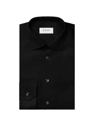 Eton Men's Cotton-Twill Contemporary-Fit Dress Shirt - Black | Thumbnail 1 Eton Men's Cotton-Twill Contemporary-Fit Dress Shirt - Black | Thumbnail 1